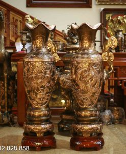 LỌ ĐỒNG ĐỎ RỒNG NỔI 1m20 CẠO MÀU