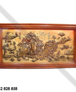 TRANH ĐỒNG QUÊ XƯỚC GIẢ CỔ 1m7 x 90cm