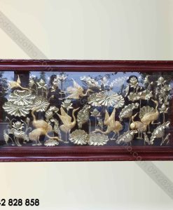 TRANH SEN HẠC THIẾP VÀNG 9999 1M7 x 90