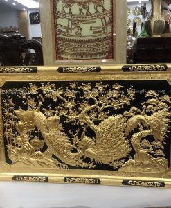 TRANH NGỌC ĐƯỜNG PHÚ QUÝ KHUNG ĐỒNG 1M7X90 DÁT VÀNG 9999